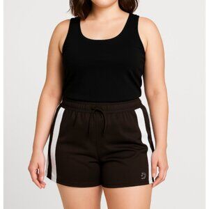 Be Inspired Women’s Black & White Polyester Athletic Running Shorts, size Medium